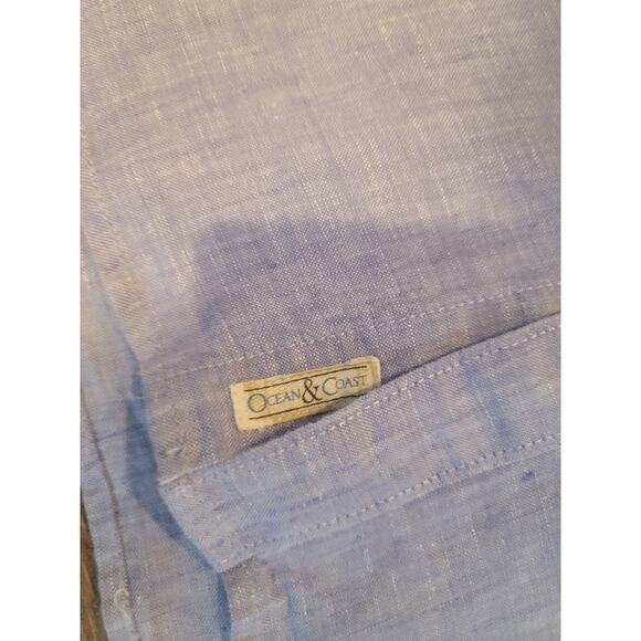 Ocean & Coast Linen Shirt Men's XXL Long Sleeve Roll Tab Sleeves Blue - Picture 9 of 9